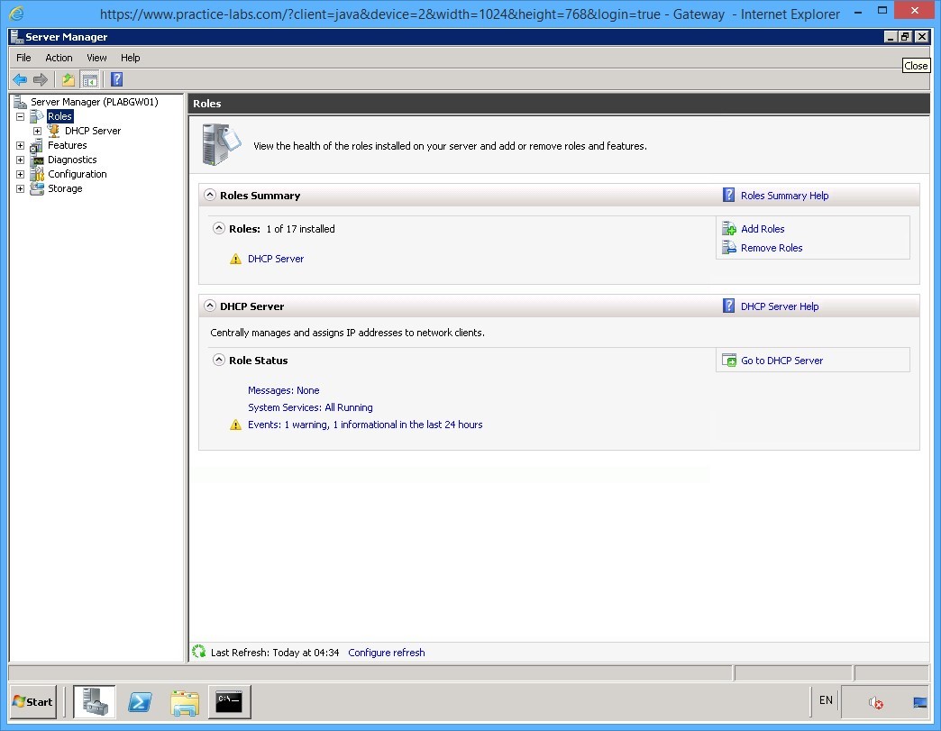Practice Labs screenshot.